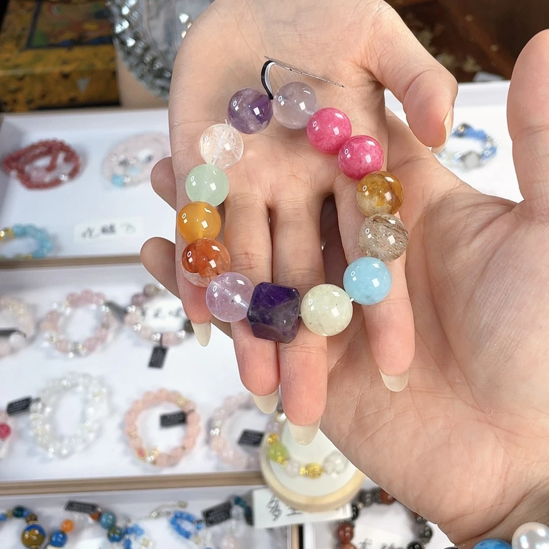 水晶手链银S925镀金镶嵌