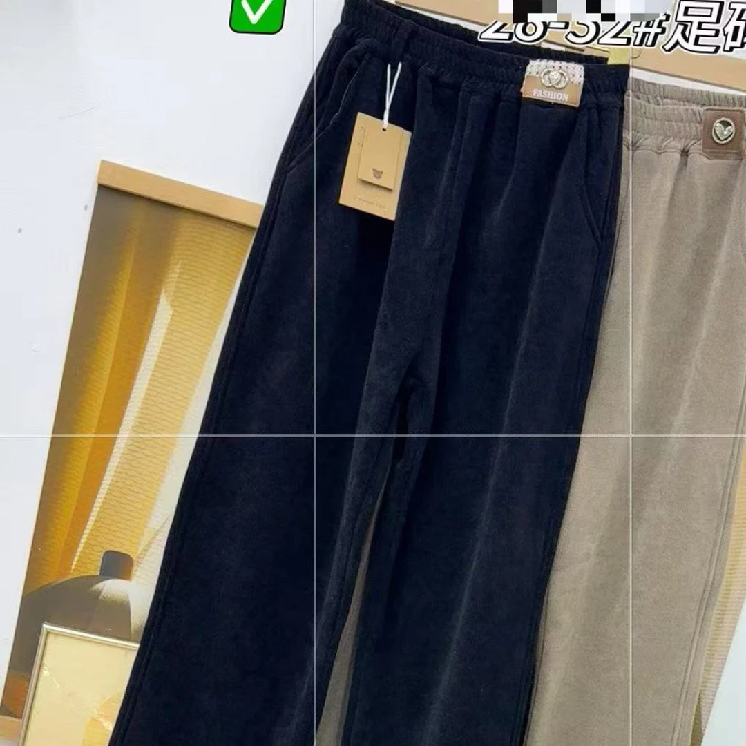 女童糯米裤子秋季洋气直筒裤女孩大童冬季阔腿裤1020-1019