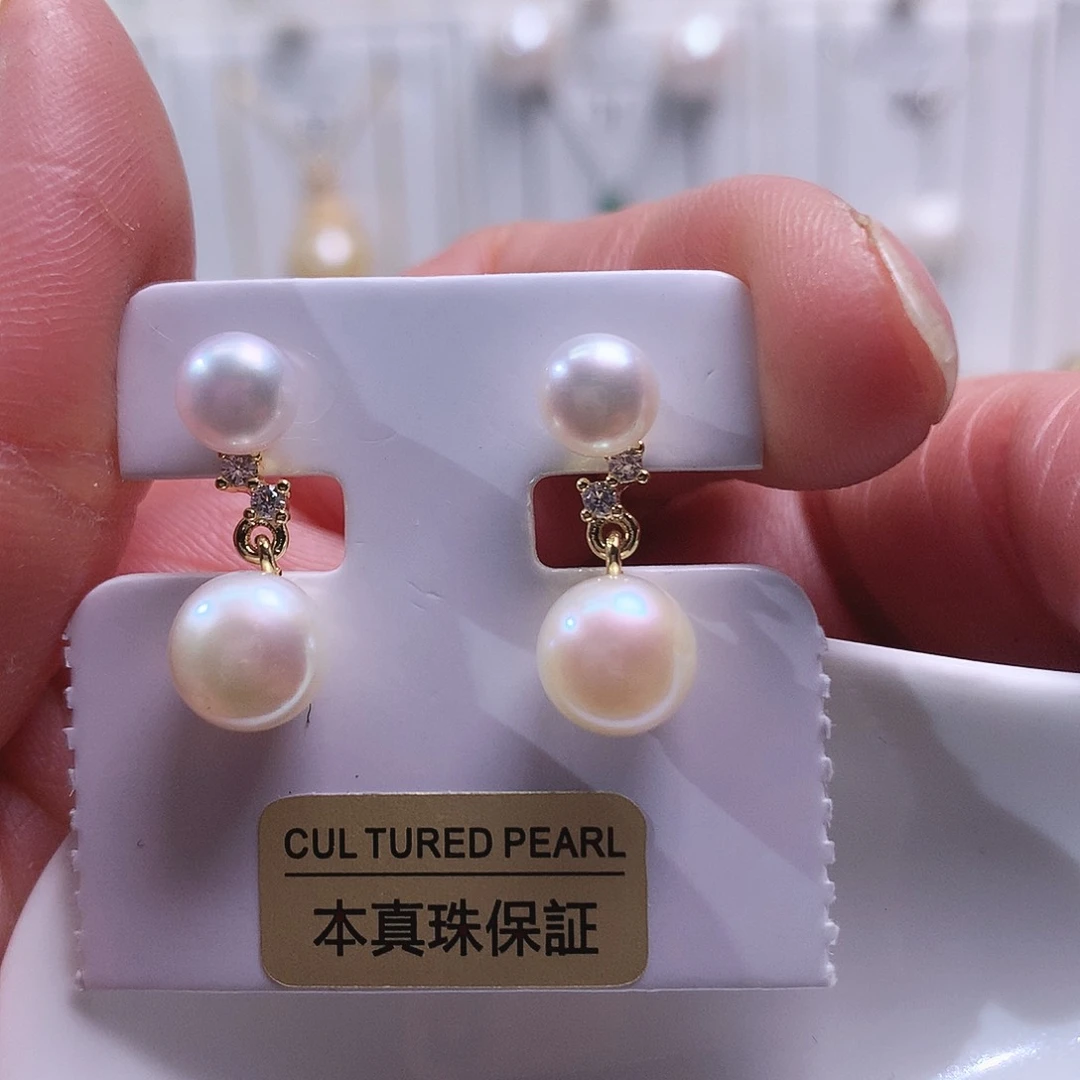 淡水珍珠耳饰银S925镶嵌