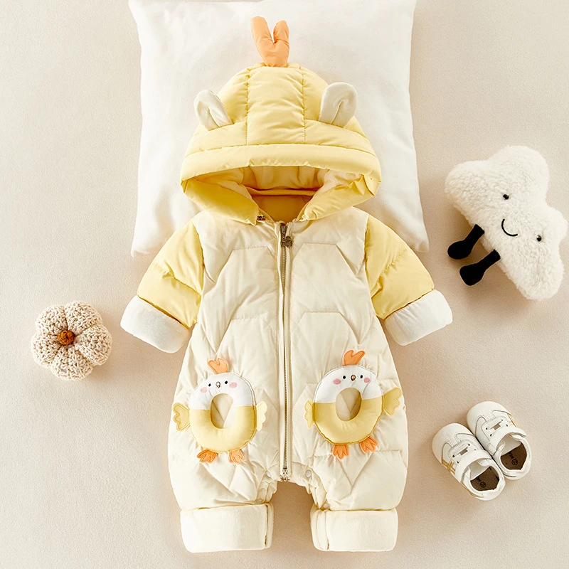 婴儿连体羽绒服男宝宝冬装加厚外出服女新生幼儿冬季衣服抱衣爬服