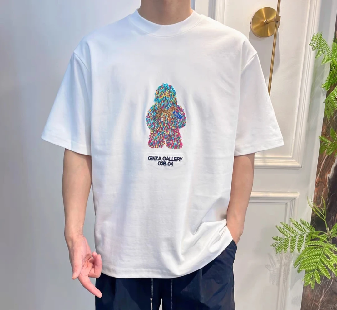 夏季刺绣圆领短袖T恤男生中袖t恤春夏印花男士韩版时尚