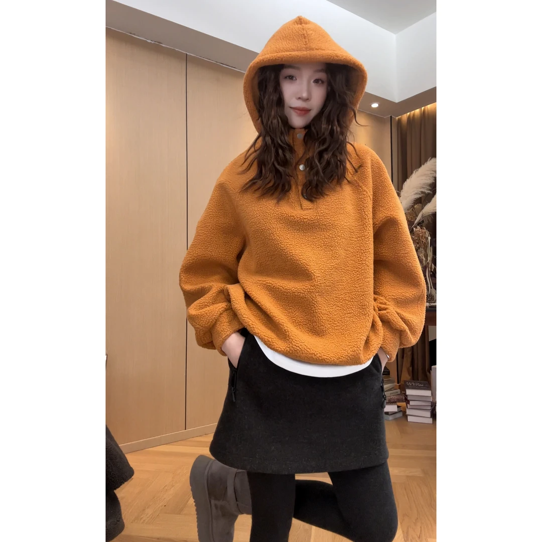 小静静一会【南瓜摇粒绒卫衣】2025冬季新百搭宽松上衣 2511C8413