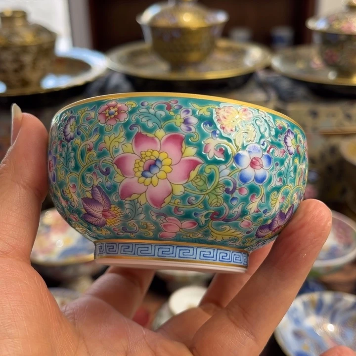 全手工全手绘珐琅彩蝉定杯