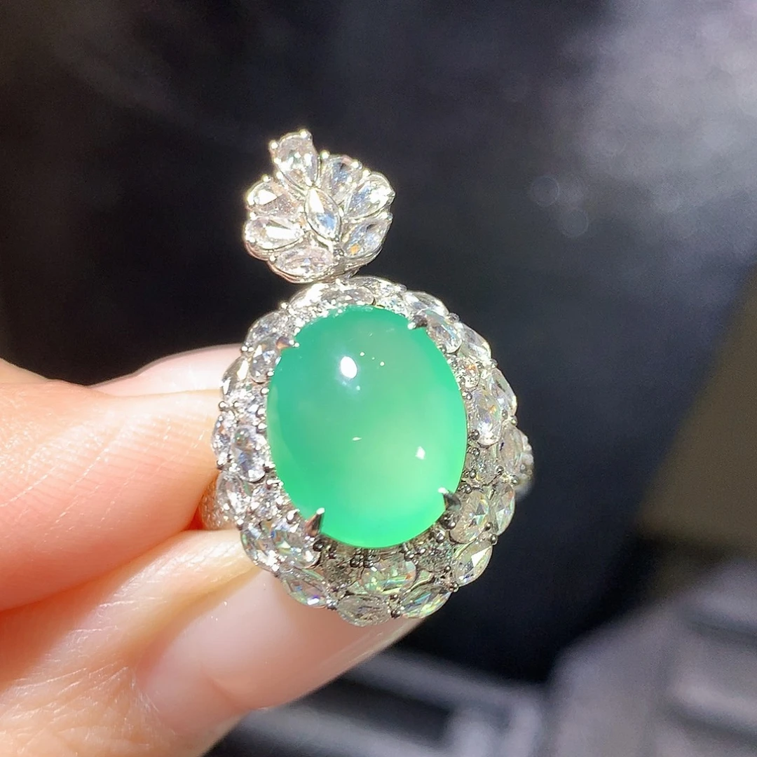 翡翠18K金镶嵌戒指戒指吊坠两用款