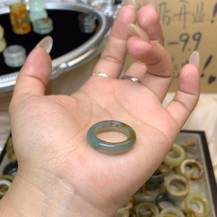 月***初合金蛇纹石玉戒指