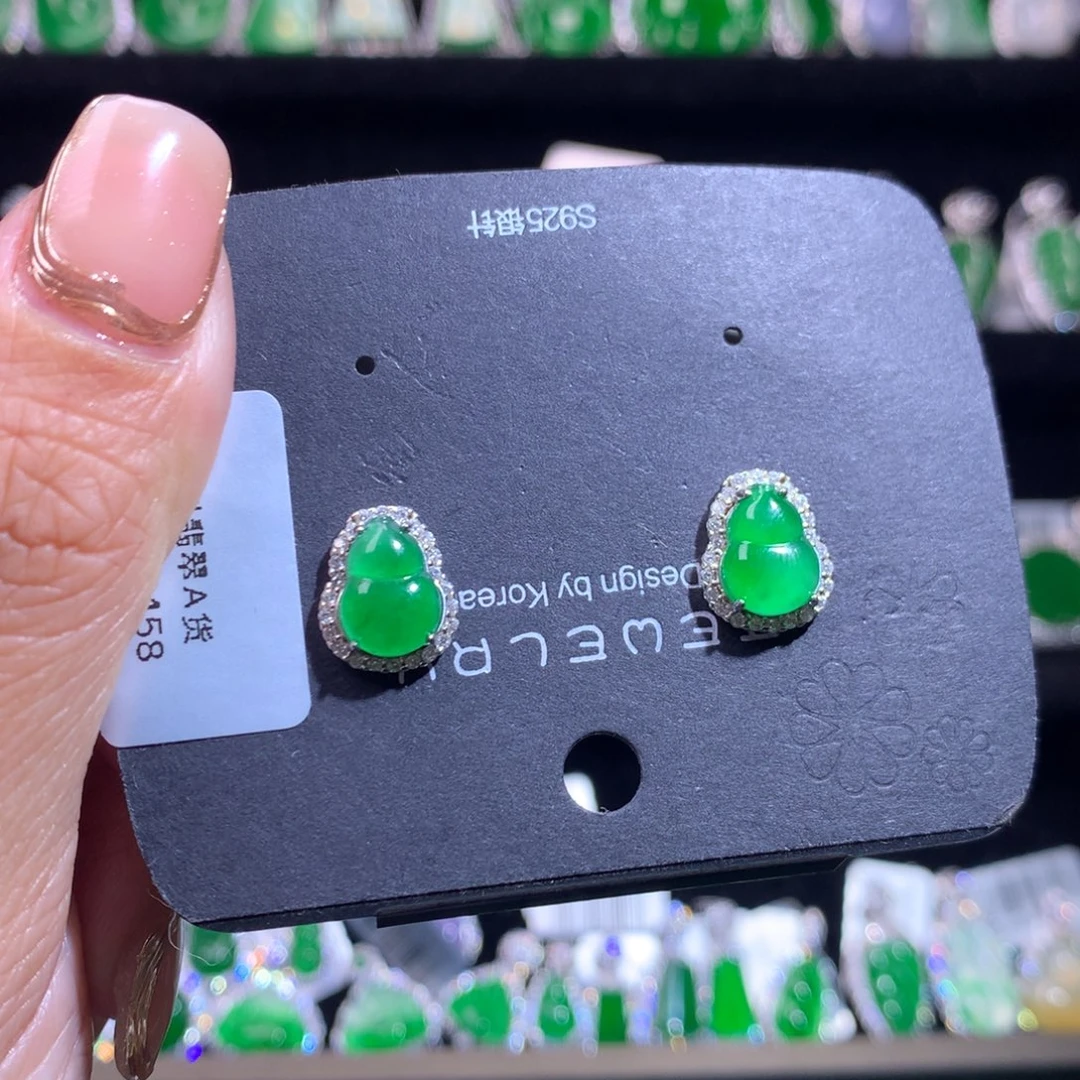 【闪购商品】银S925镶嵌翡翠耳饰
