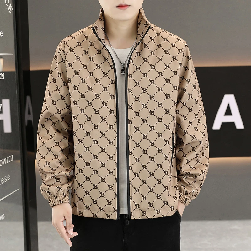 秋季新款夹克男士外套时尚休闲潮流立领百搭夹克男装外套外套休闲