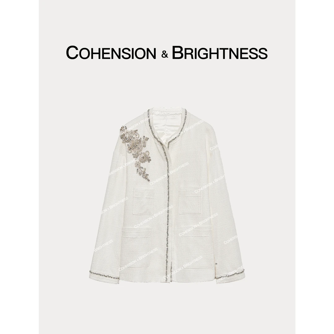 凝慧真的好【优雅永恒】春季时尚重工钉钻休闲简约百搭外套YR055