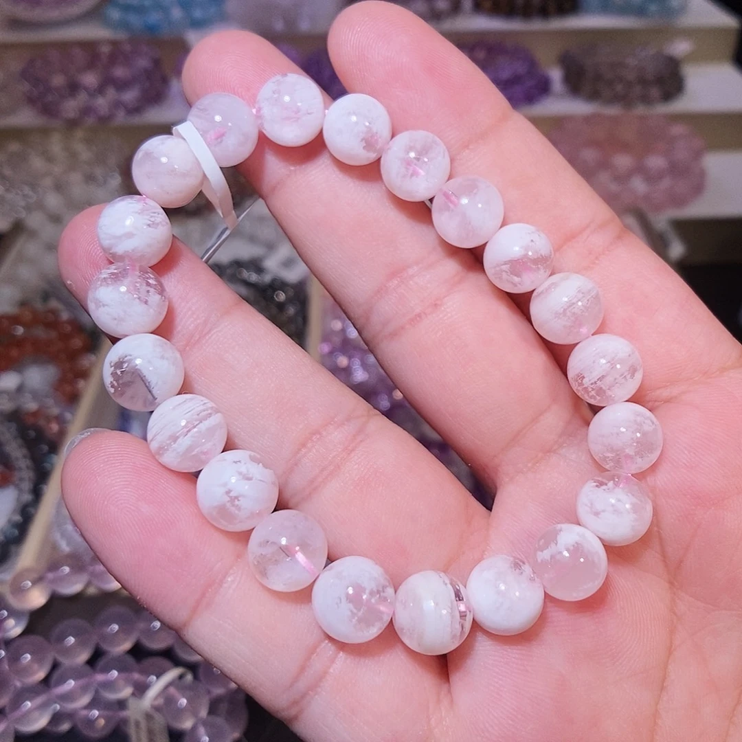 水晶手链未镶嵌粉雪花9mm