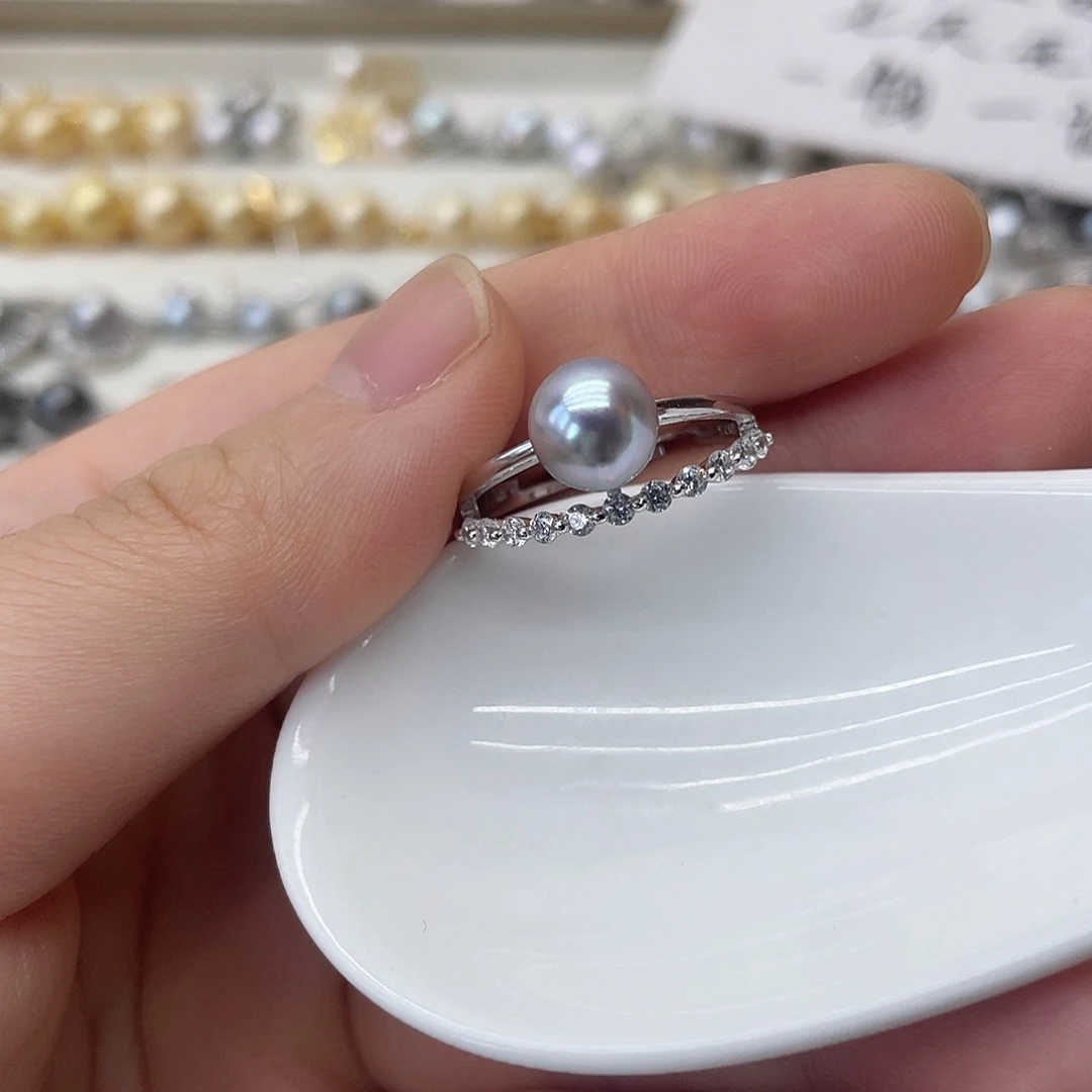 海水珍珠戒指银S925镶嵌