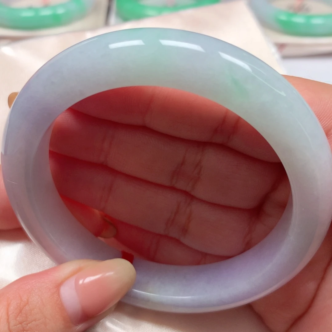 翡翠未镶嵌手镯4春彩洒金