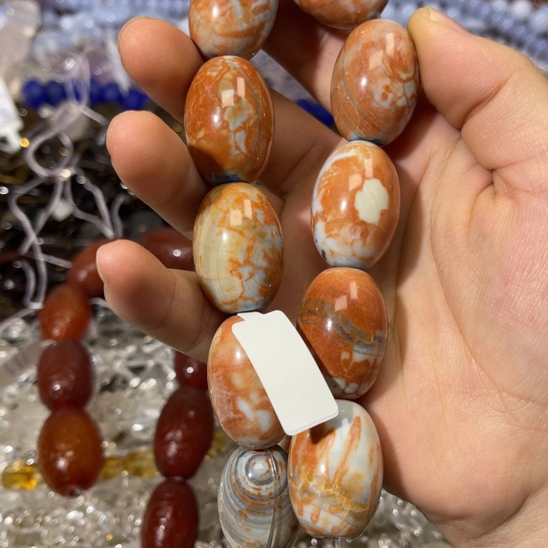 玛瑙/玉髓散珠老玛瑙大枣珠