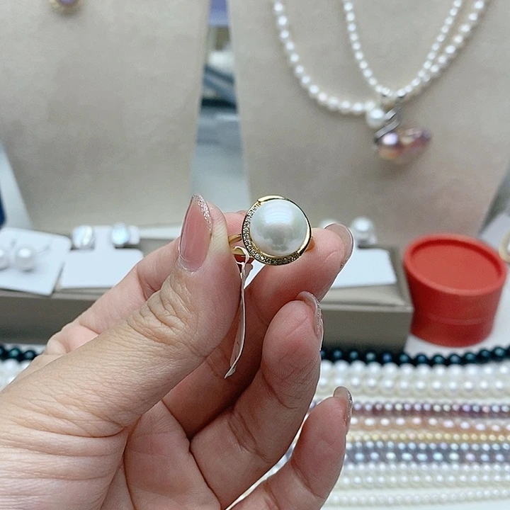 淡水珍珠戒指银S925镶嵌