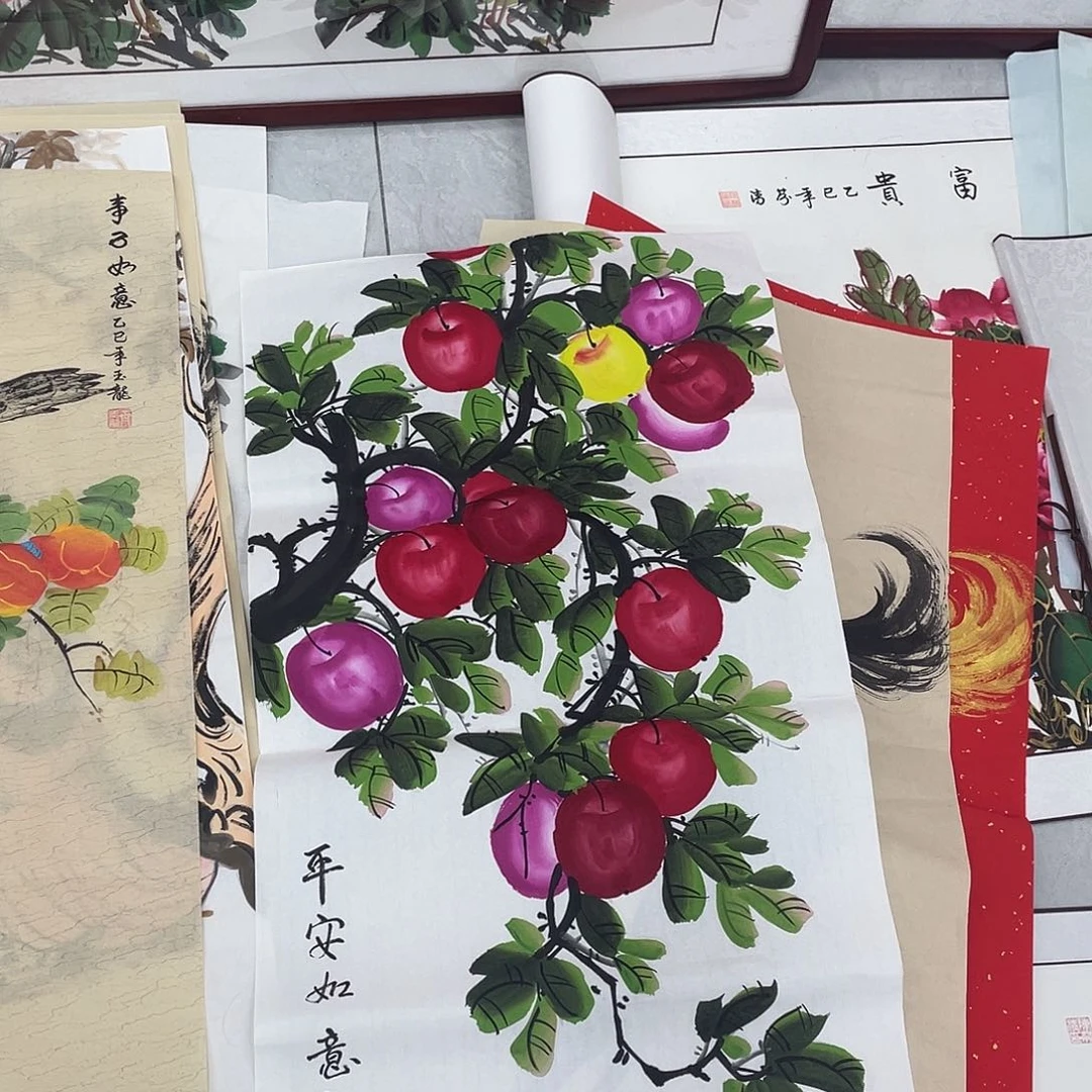 国画国画作品原稿三尺苹果