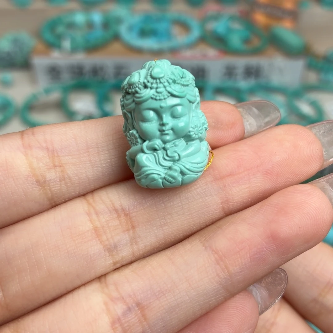 未镶嵌绿松石珠宝奇石绿度母