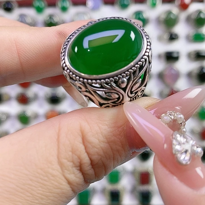 银S925镶嵌戒指玛瑙/玉髓