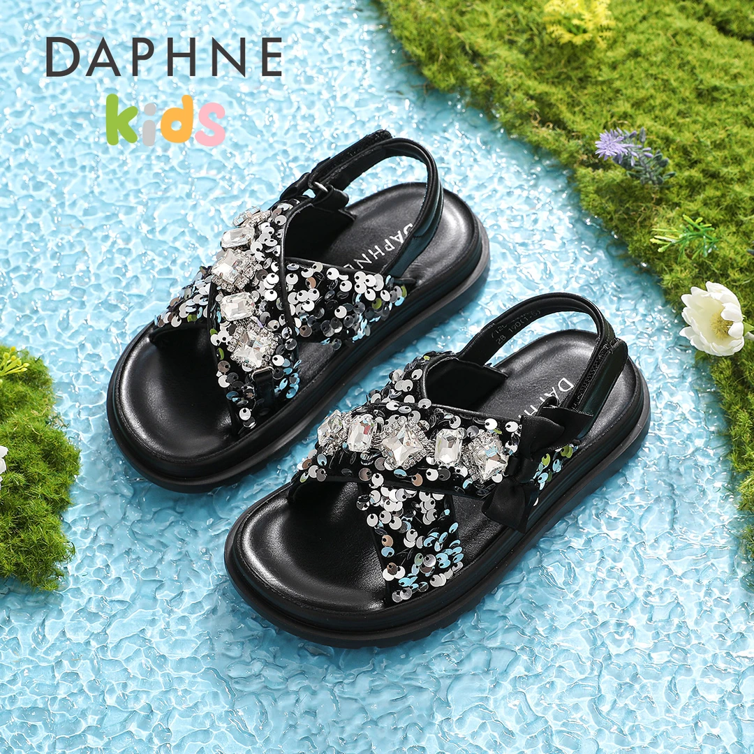 Daphne/达芙妮凉鞋重工亮片女童鞋子2025新款爆款