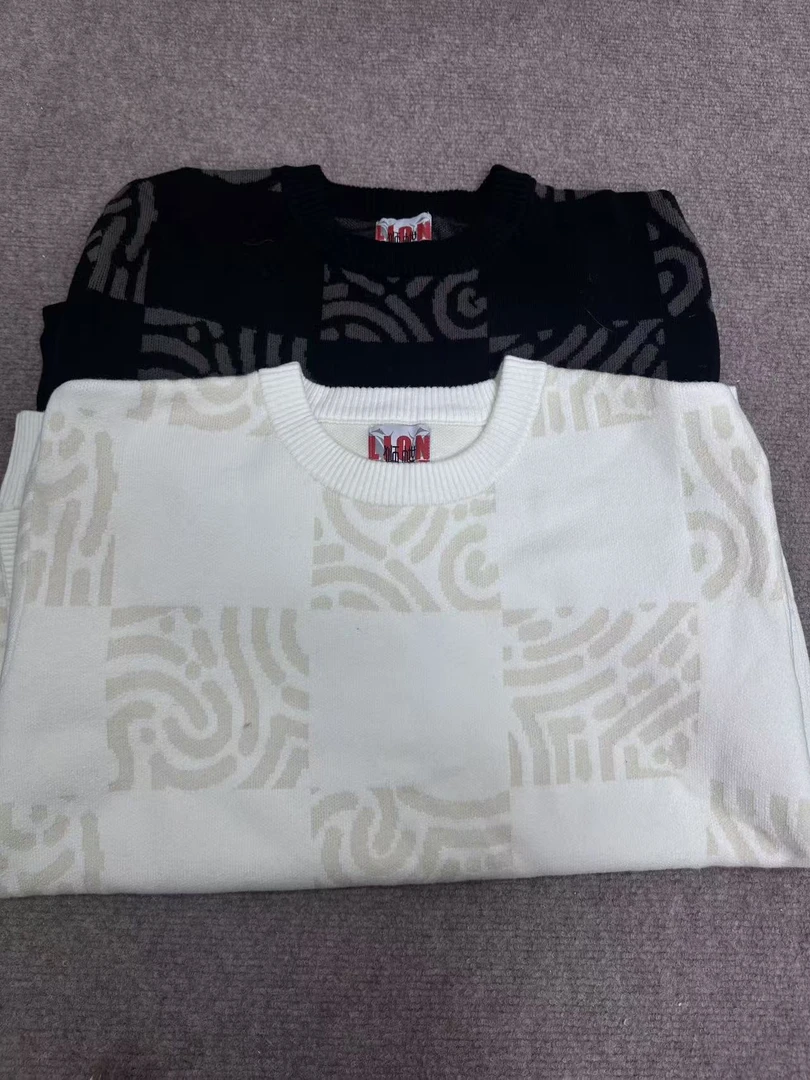 秋冬指纹毛衣男女同款加厚