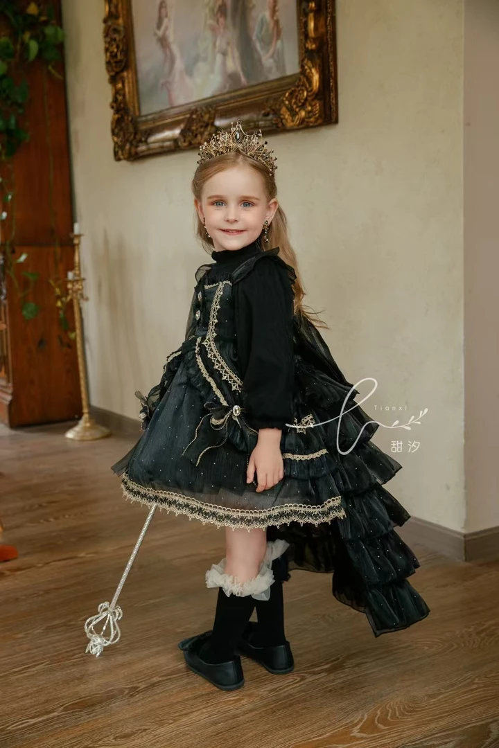 0012【甜汐-黑金洛丽塔】新款新款女童公主裙儿童女宝