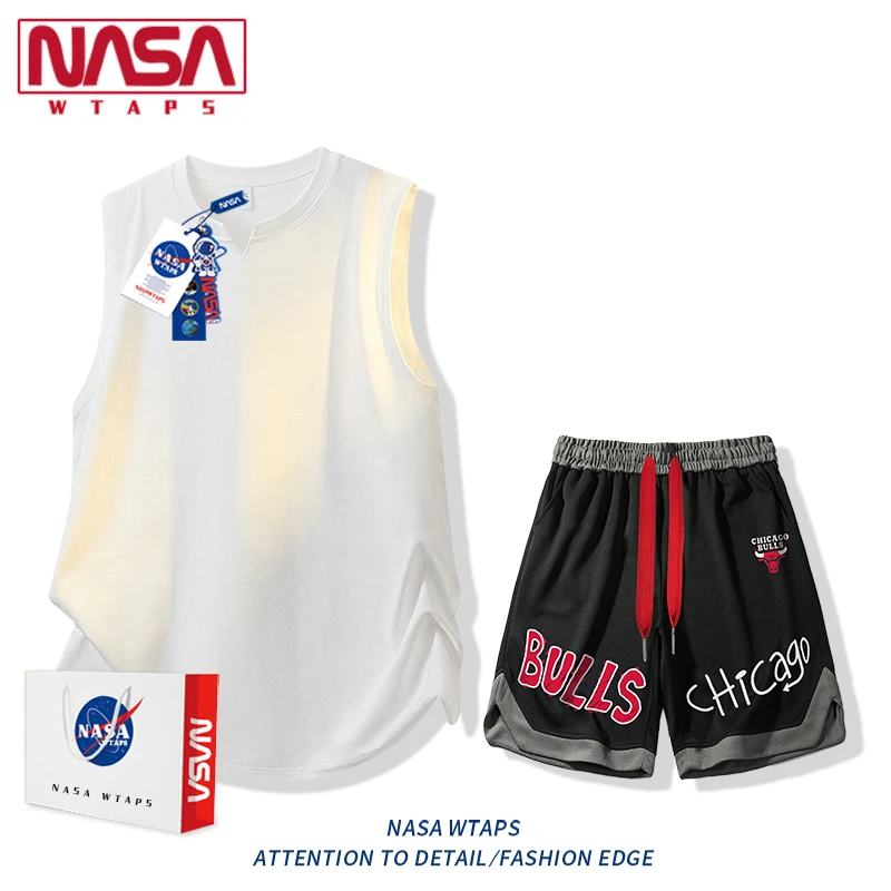 NASA WTAPS美式潮牌背心套装男士夏季冰丝篮球运动休闲速干两件套