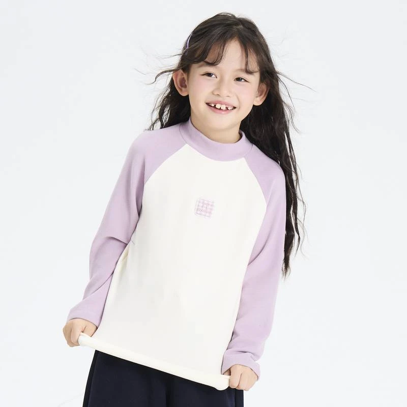 多多一上女小童25深秋色拉姆双面磨毛打底衫2534A14X