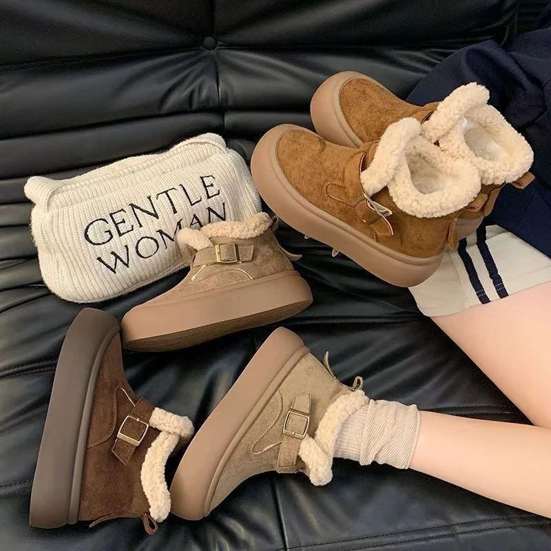 女鞋雪地靴时尚百搭厚底加绒加厚保暖韩版冬季休闲外穿学生防滑