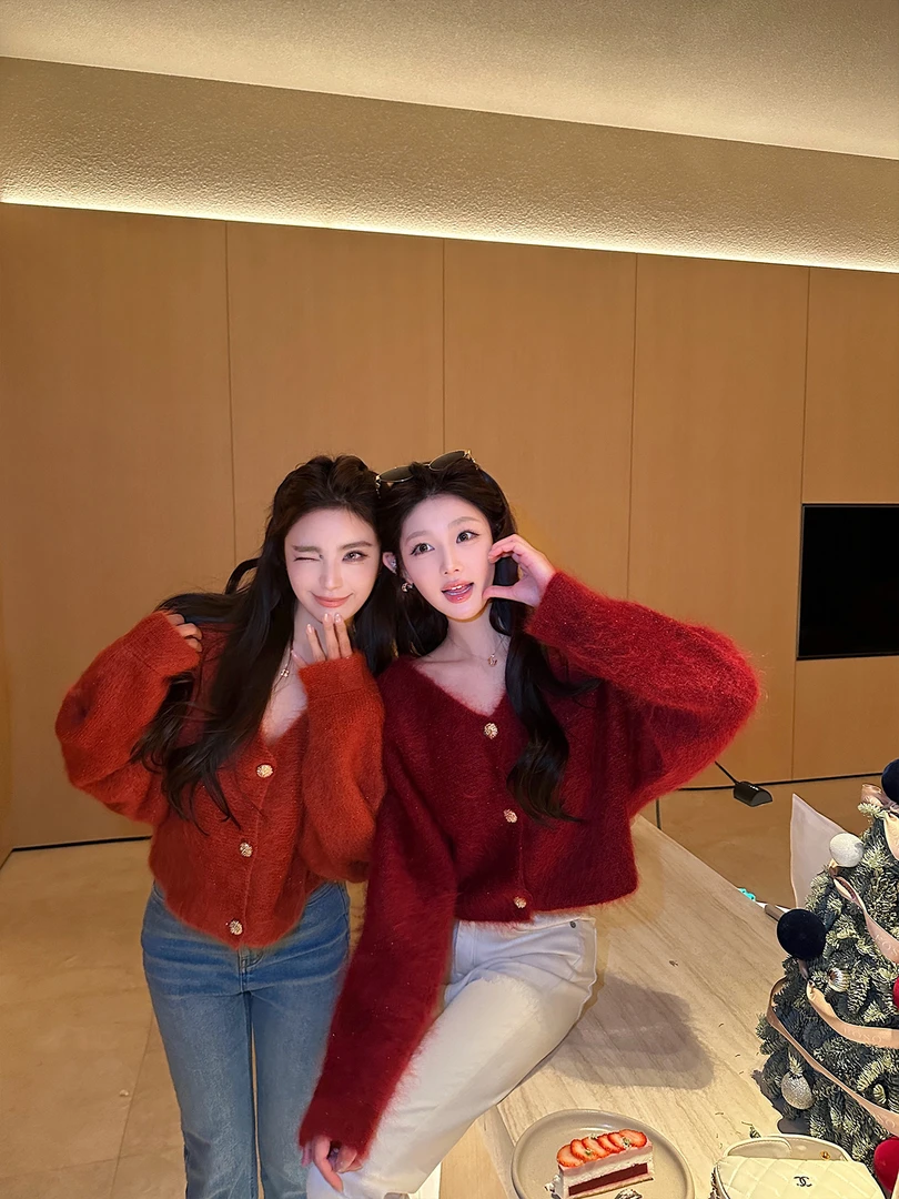 【微醺鎏金橘】高比例贵奢金银丝鎏金圣诞新年毛衣2026新款显瘦上衣