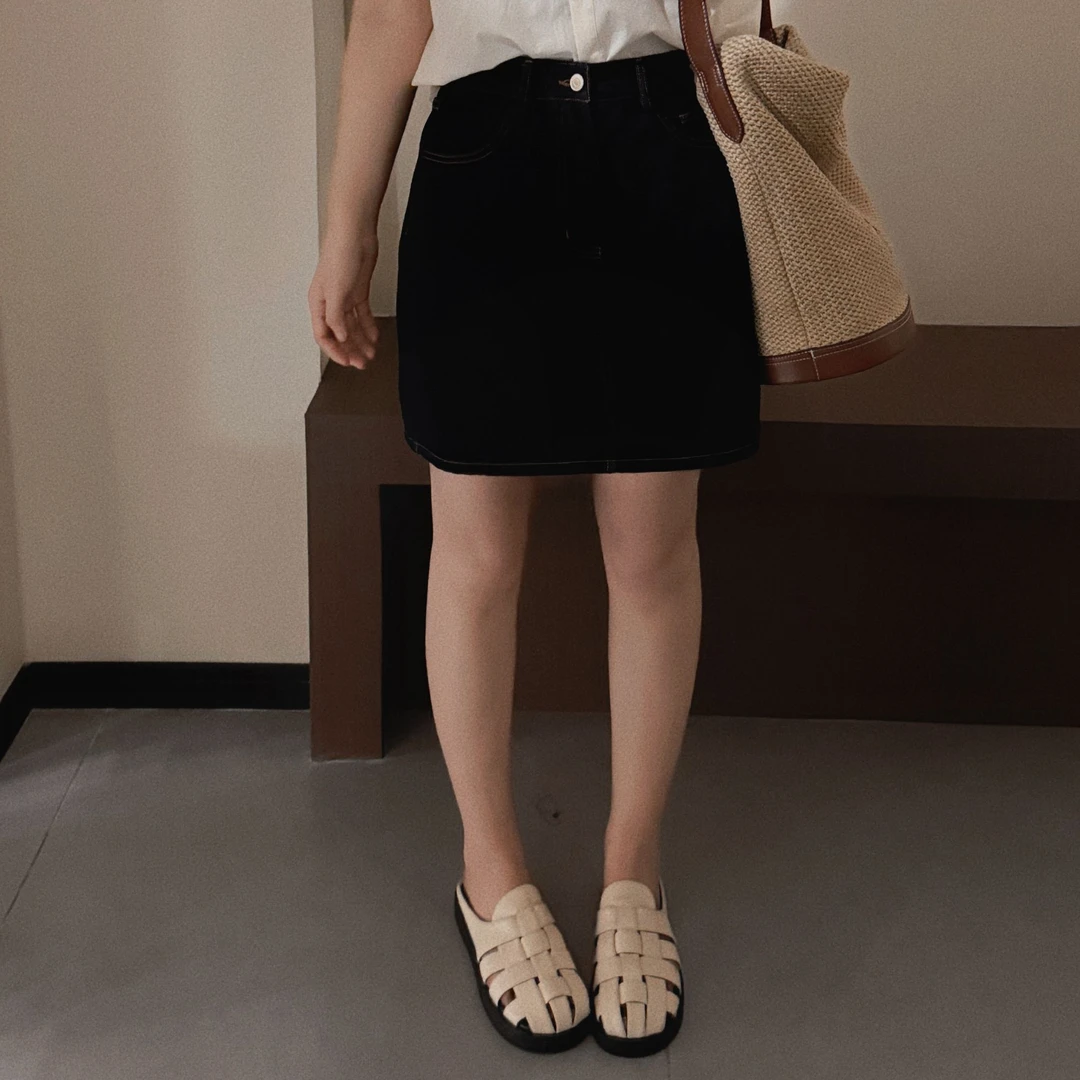 韩版时尚休闲气质高级显瘦百搭舒适复古牛仔短裙-M25216331