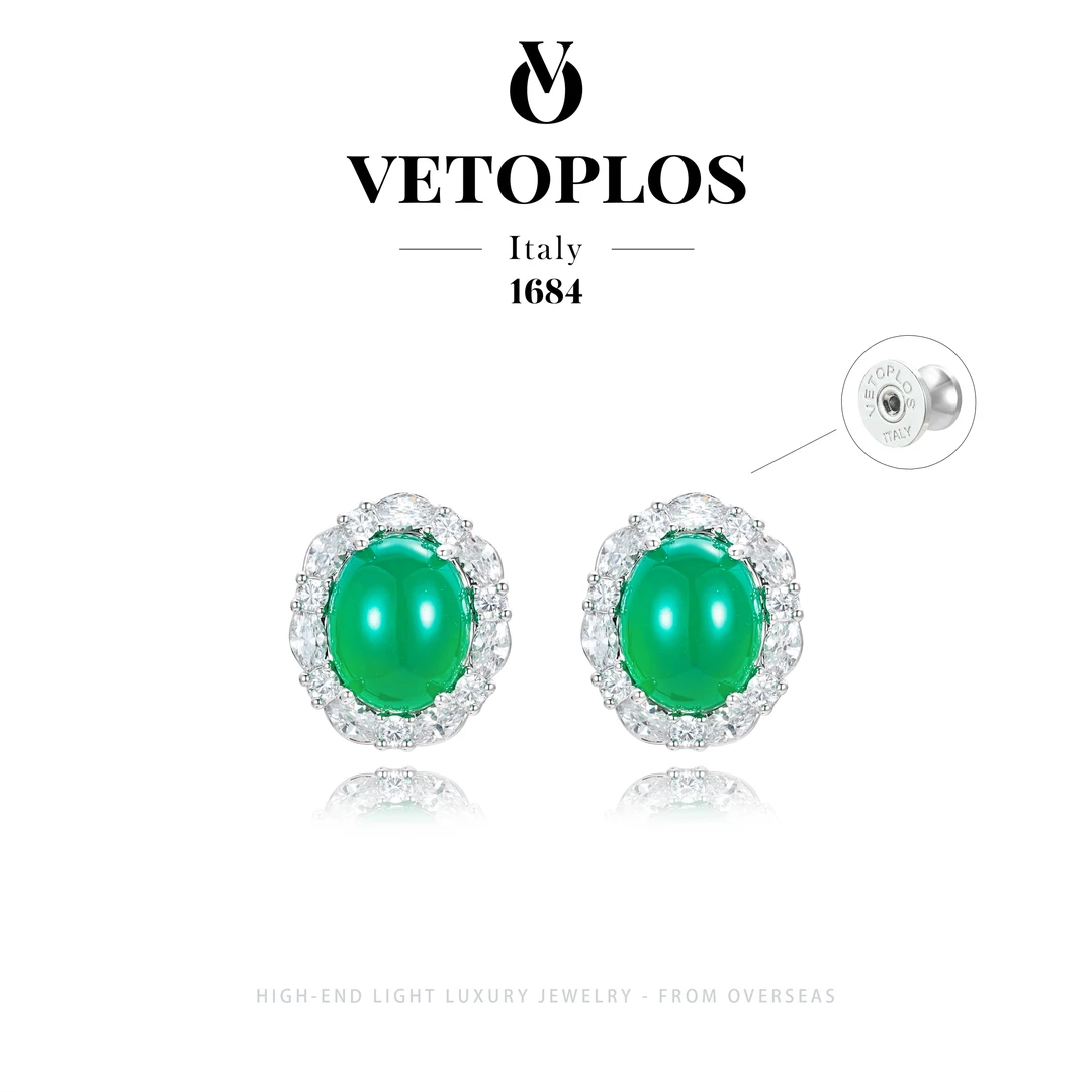 【青色秘境】Vetoplos设计师款轻奢绿色耳钉F2873