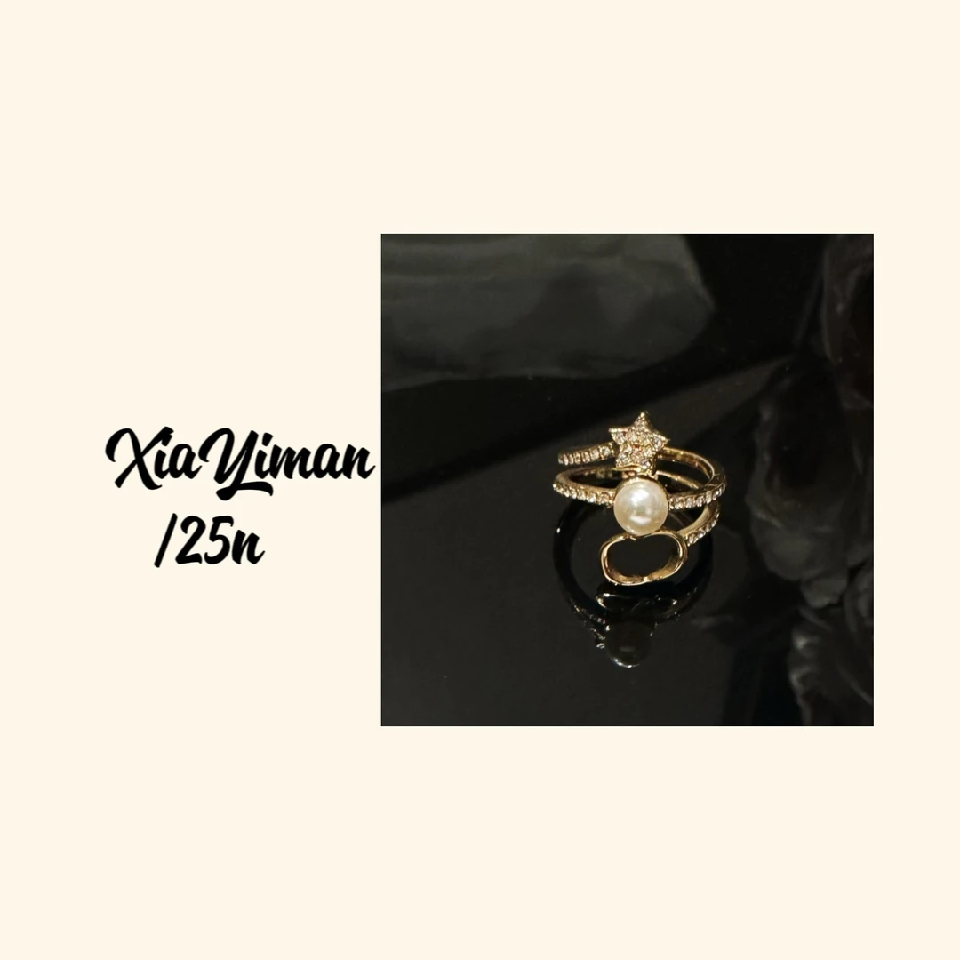 铜合金仿珍珠戒指 星星缠绕开口可调节戒指MZ3185