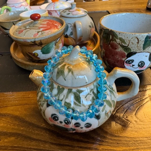 S-3169 边境收货 海水蓝切面水晶手链