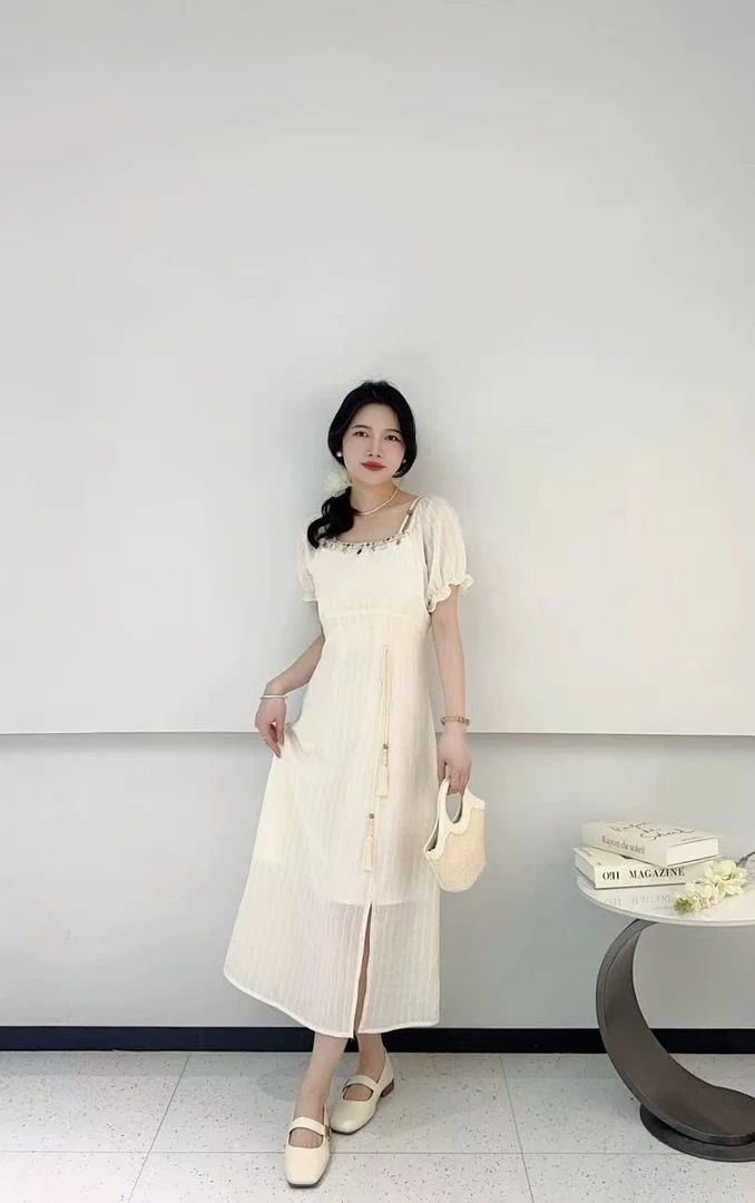 89098#【长113】2025新款时尚气质显瘦短袖连衣裙