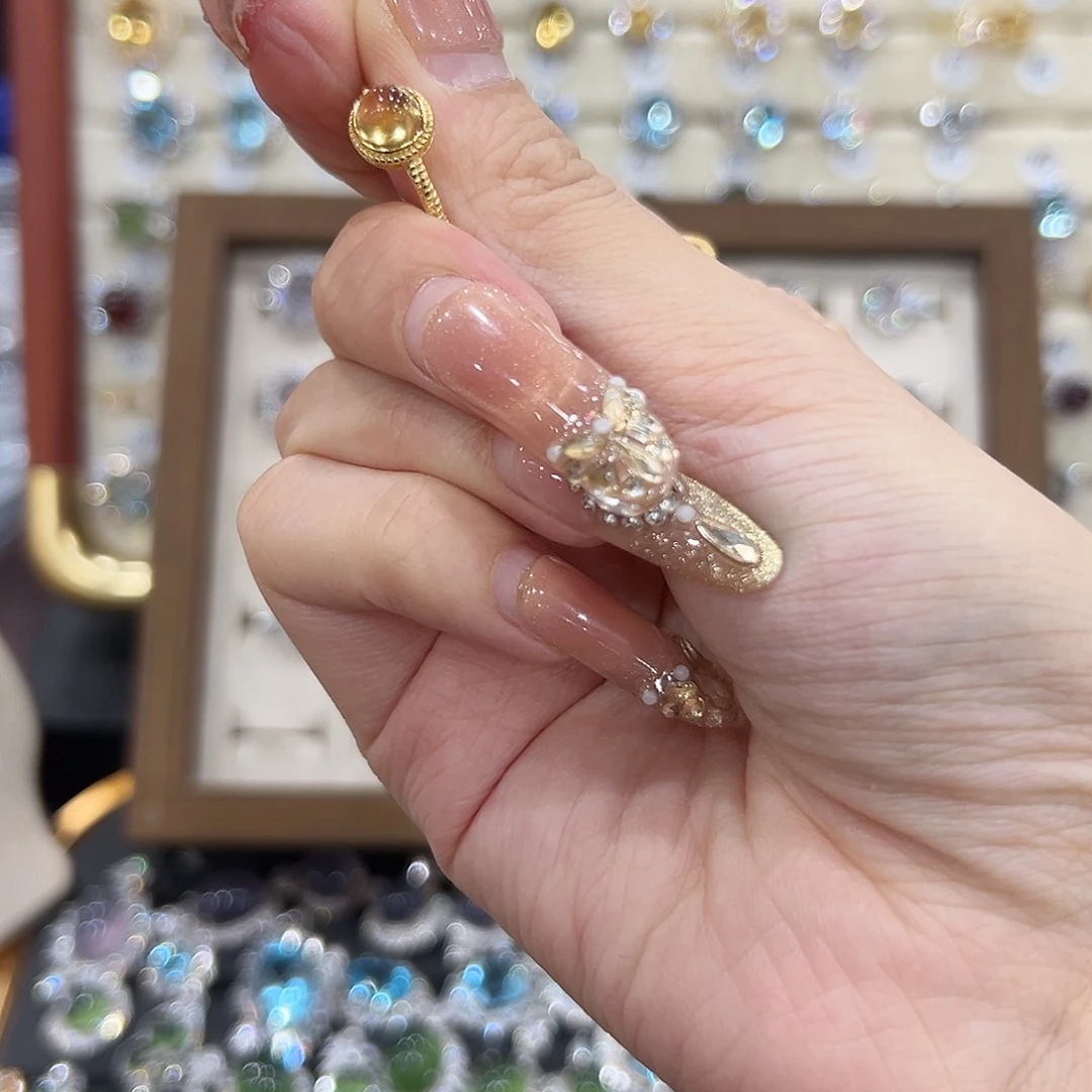 小***.戒指银S925镀金镶嵌黄晶