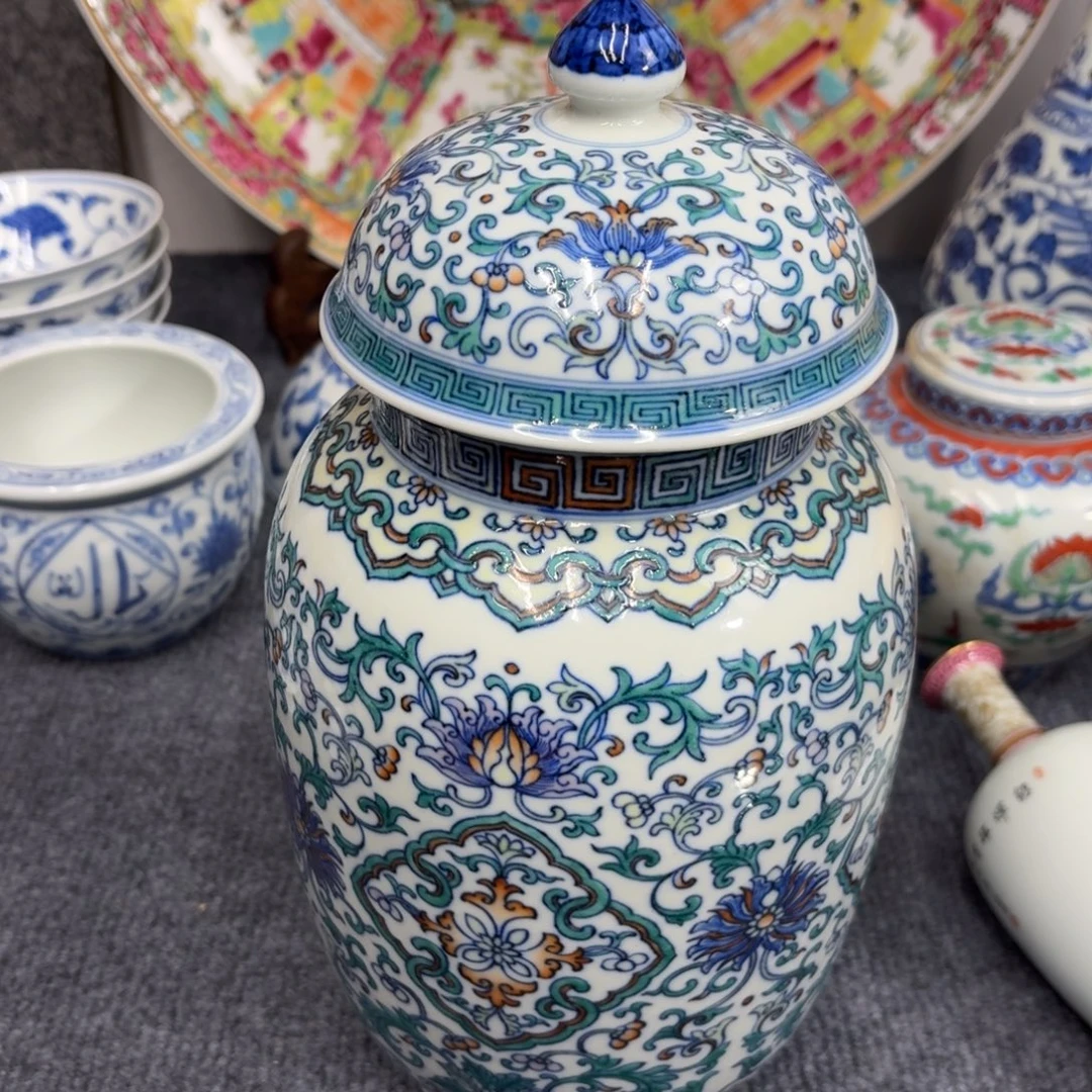 H***@陶摆件瓷器艺术品摆件斗彩