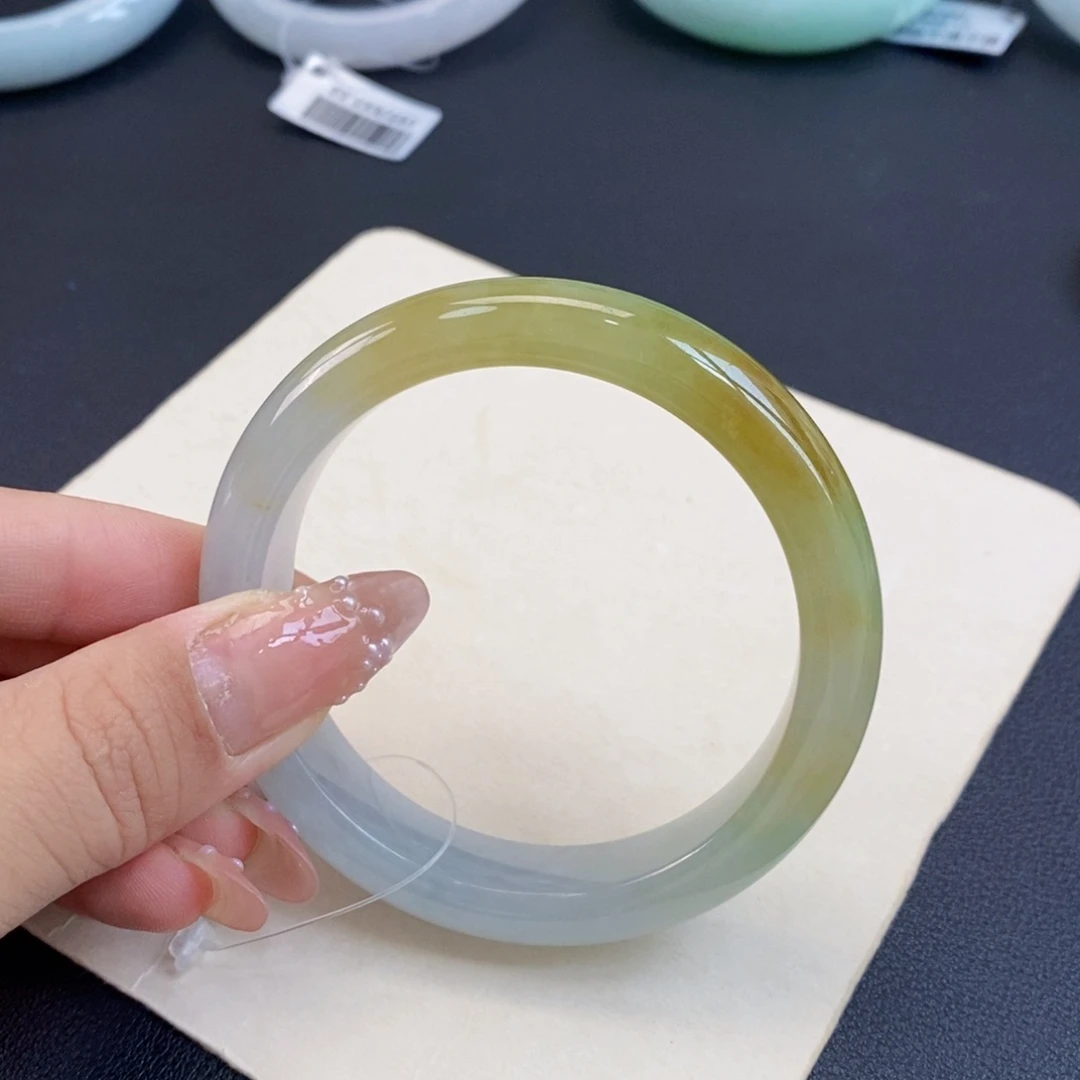 未镶嵌手镯翡翠53半山水黄翡