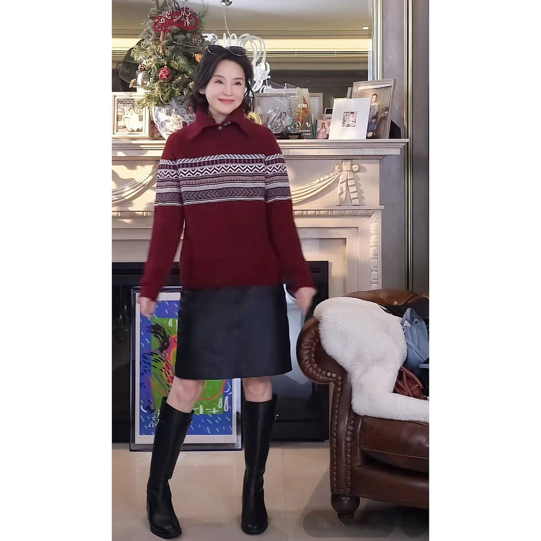 我是摩羯 北欧童话毛衫 澳洲美利奴羊毛内蒙白绒提花针织毛衣