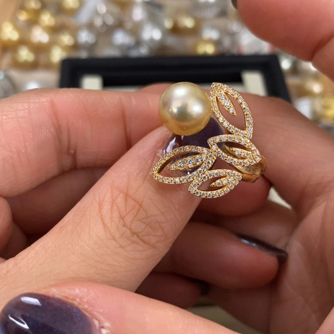 戒圈银S925镶嵌海水珍珠