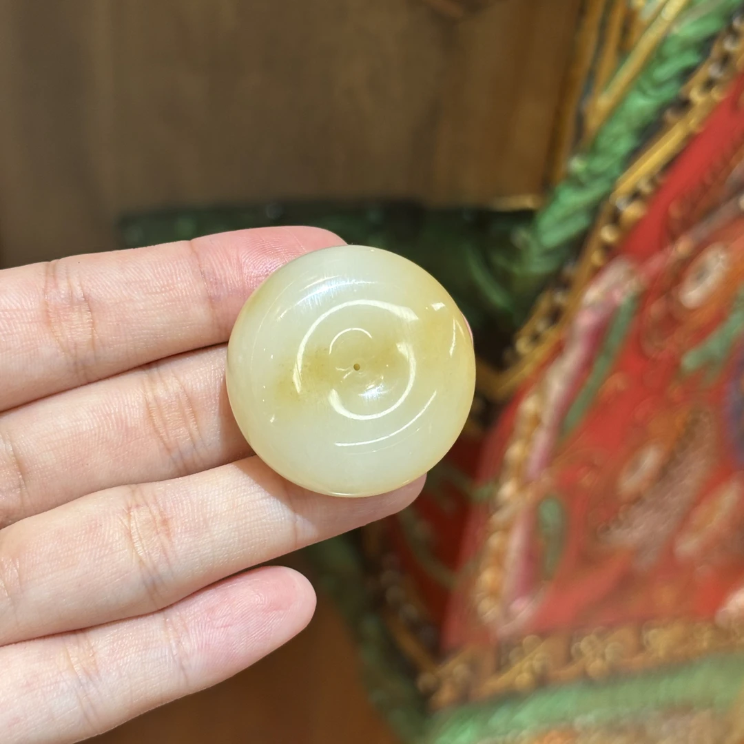 111402jm和田玉俄料糖白平安扣吊坠挂件约30.6*13.2