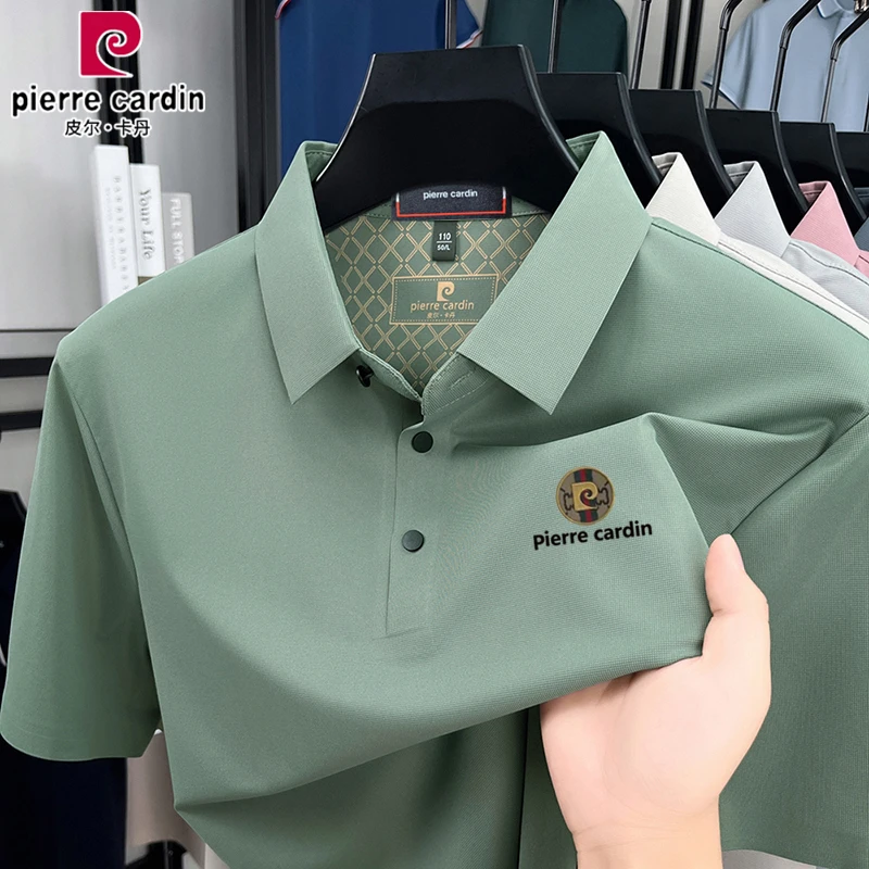 皮尔卡丹短袖t恤男士夏季新款纯色免烫半袖休闲时尚翻领polo衫男T