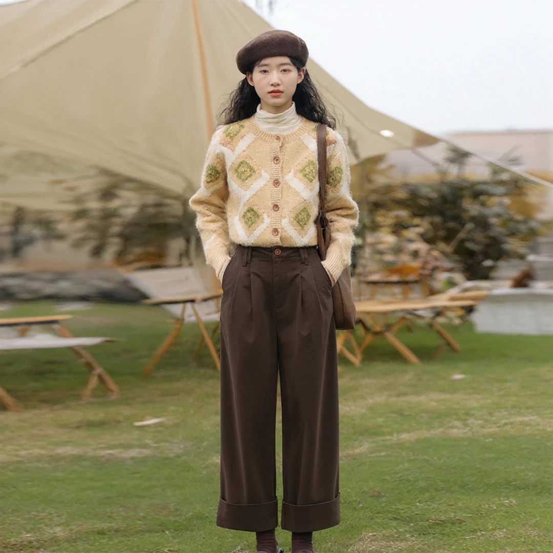 【芙】纯棉宽松显瘦遮肉阔腿长裤2025秋季新款今年流行女装