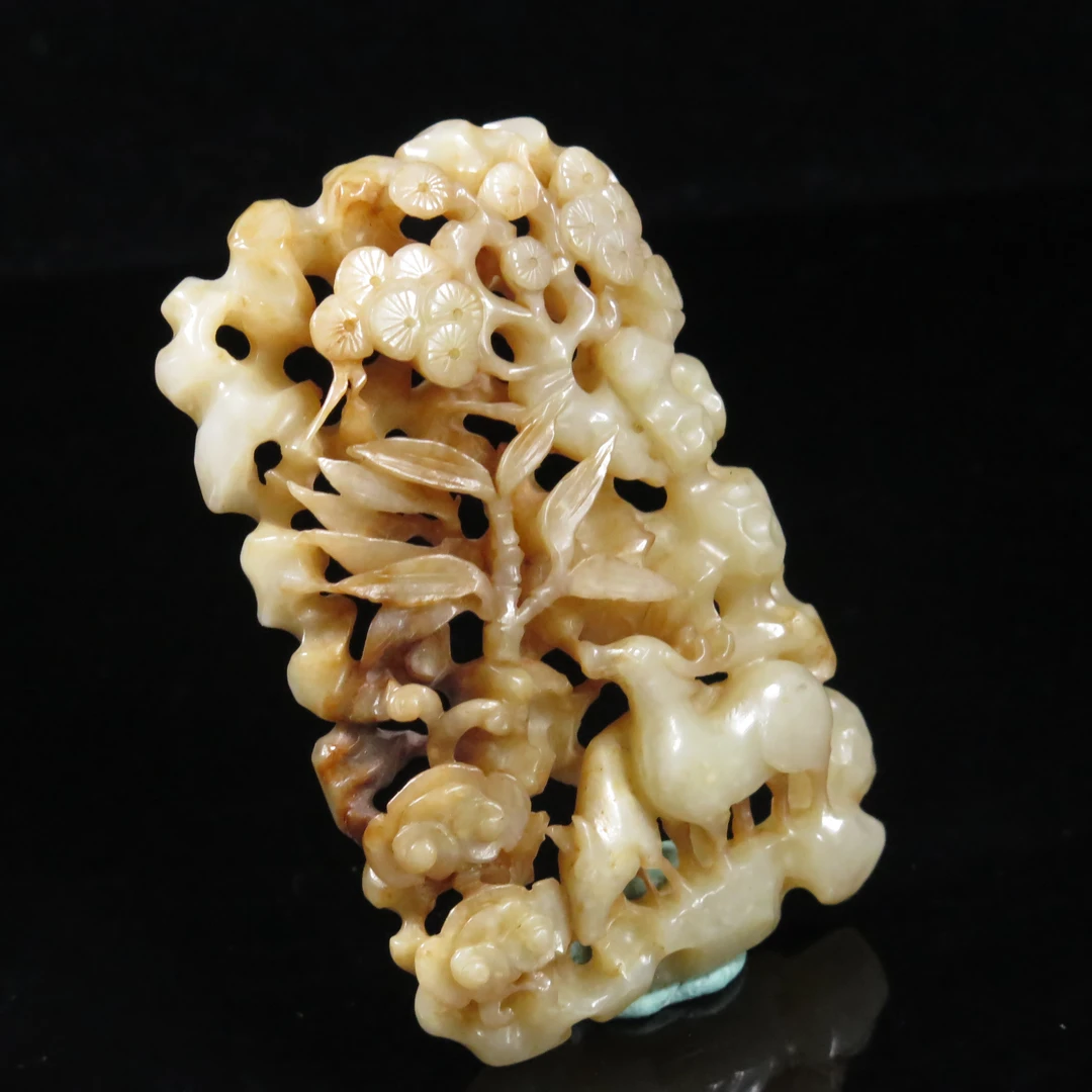 清代镂雕秋山玉鹿/HY625346/和田玉/槐荫山房