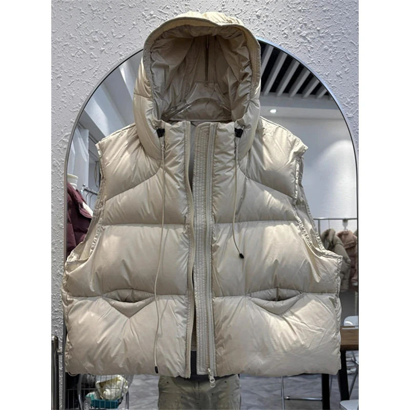 2025新款时尚棉马甲女秋冬小个子连帽宽松短款坎肩面包服马夹外套