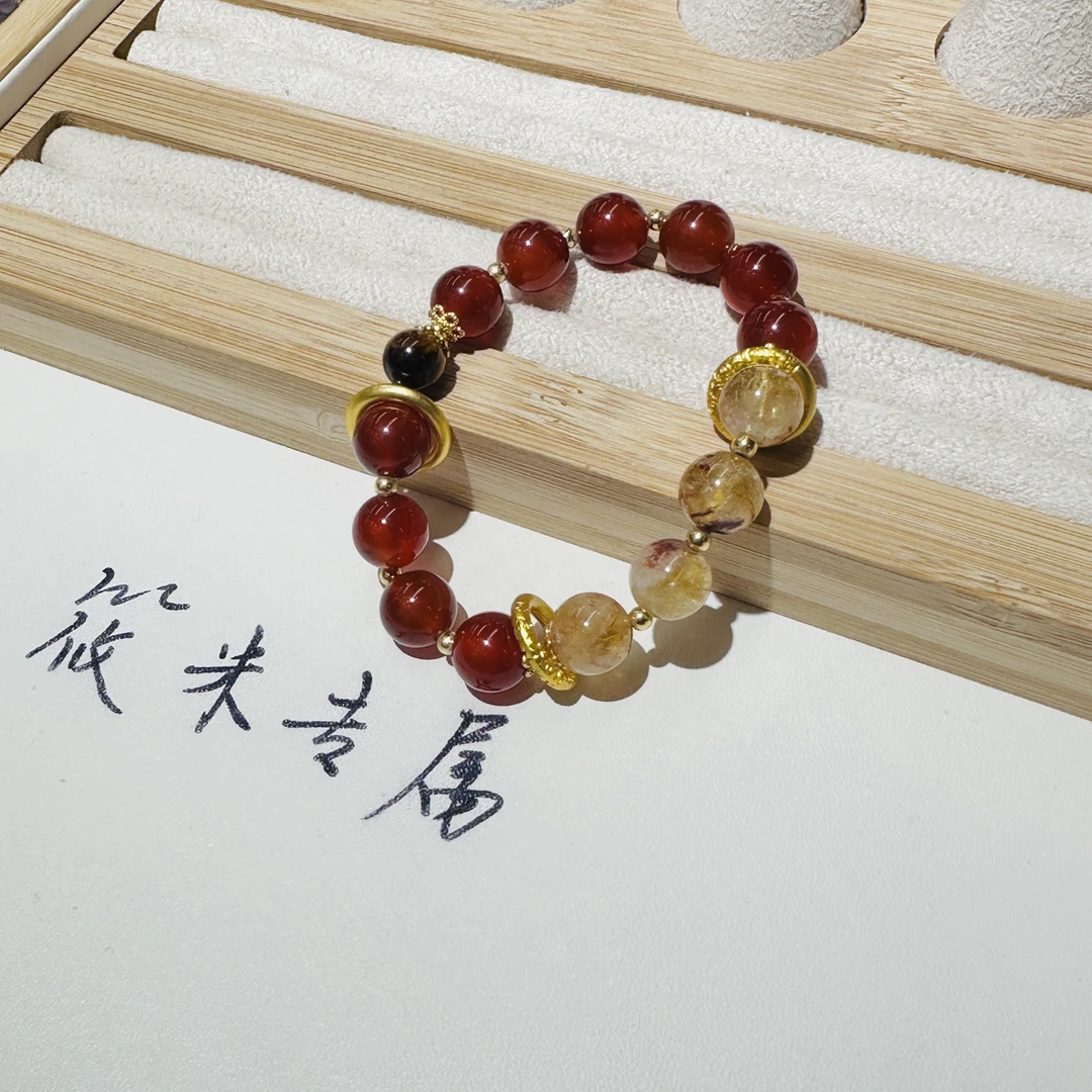 9mm乾乾三圈南红水晶单圈手串X228 xm