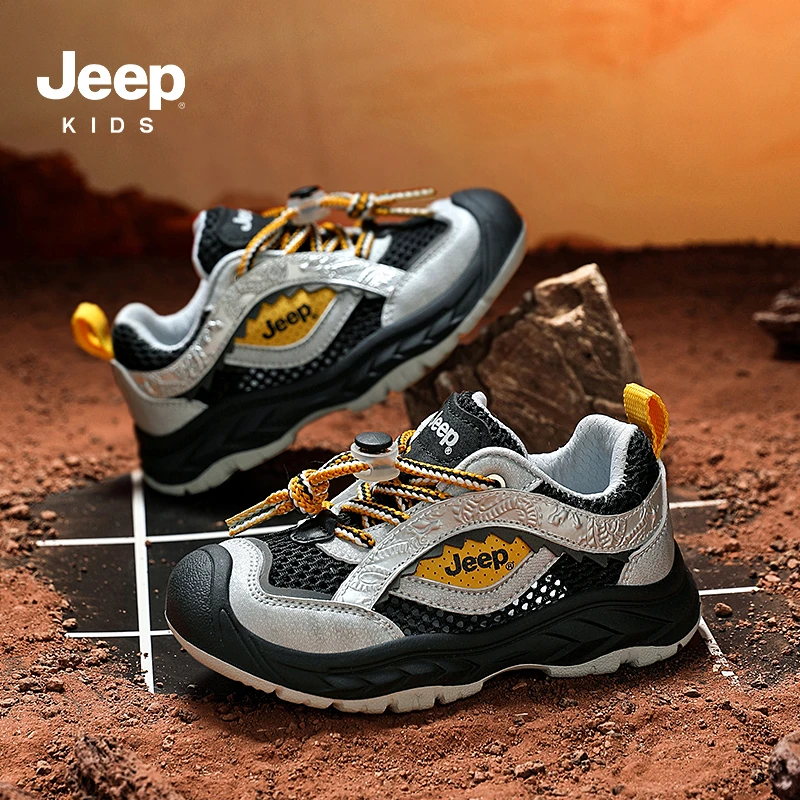 jeep男童鞋子2025夏季新款儿童网面透气软底运动鞋大童男孩溯溪鞋
