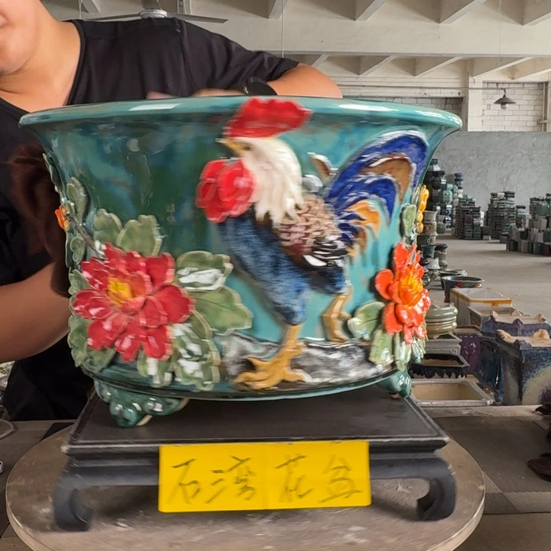 。一风堂石湾花盆 鸡爪微瑕 内35*22