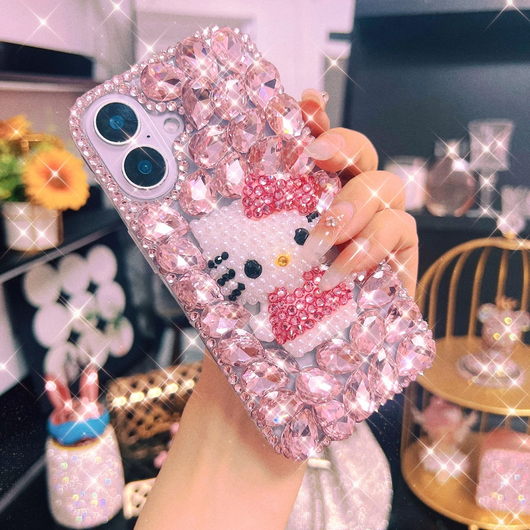 适用苹果/华为/OPPO/VIVO/小米手工DIY大钻全身KT镶满钻手机壳