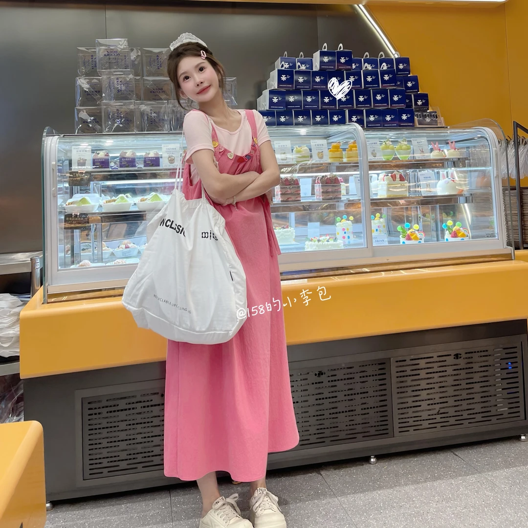 LIRUI【抹茶派】仙女风A字裙气质宽松腰夏季减龄韩版时尚背带裙