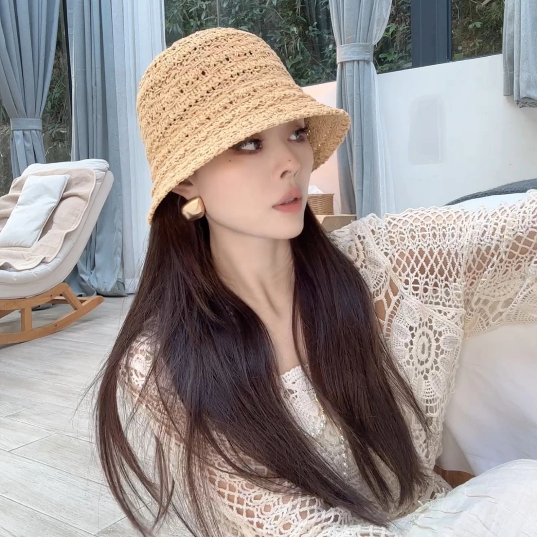 【晓溪服饰】春季新款洋时尚洋气镂空遮阳帽女防晒编织草帽6093
