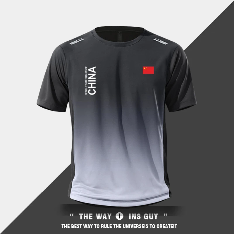 中国队China夏季健身速干透气运动T恤上衣薄款短袖跑步羽毛球服
