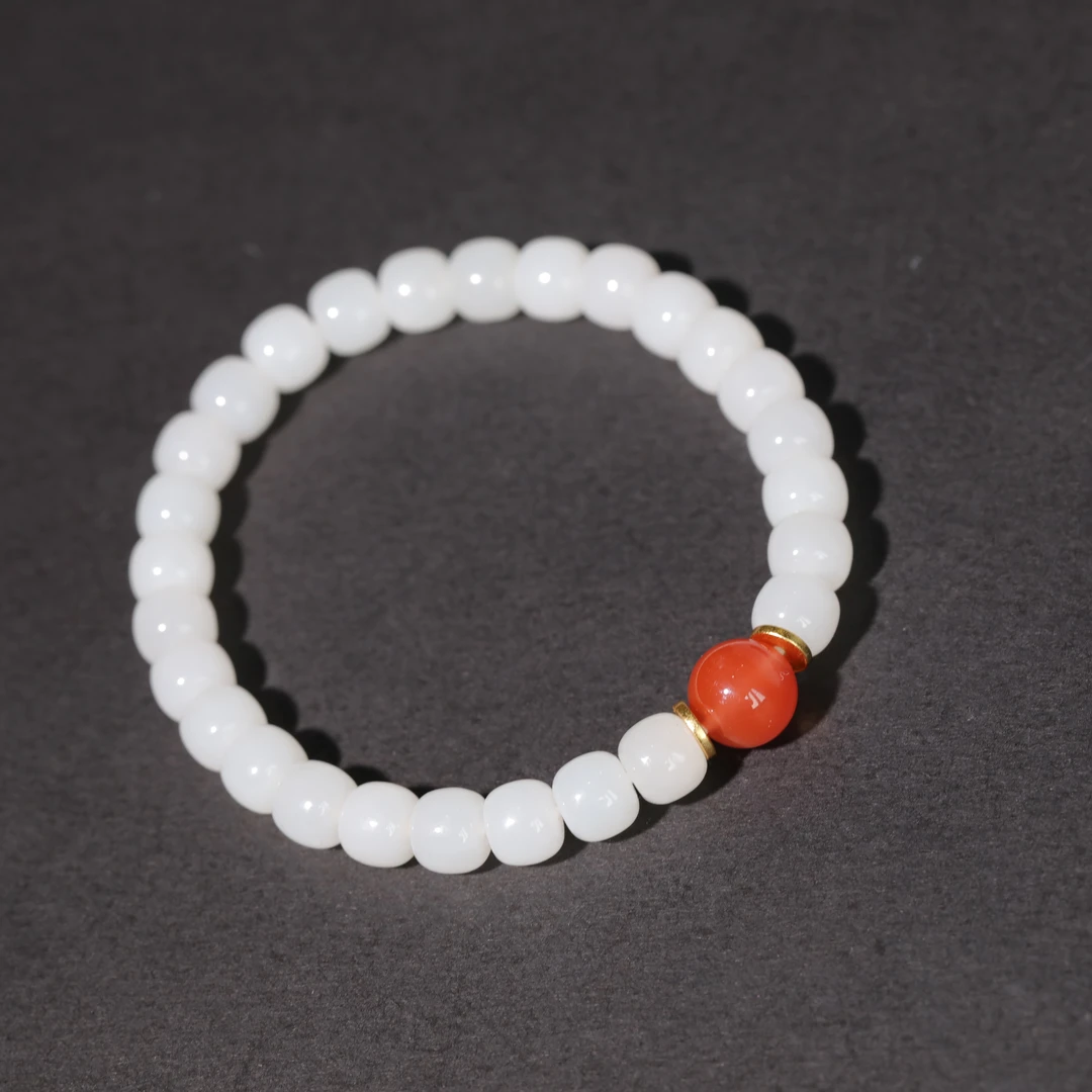 和田玉鸿运当头白玉手串约7.8mm左右约22.5g左右 S0724-20